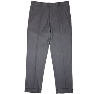 Zanella Todd Pleated Dress Pants Mens 36x32 Grey 100% Wool Cuffed Italy 11½ Rise